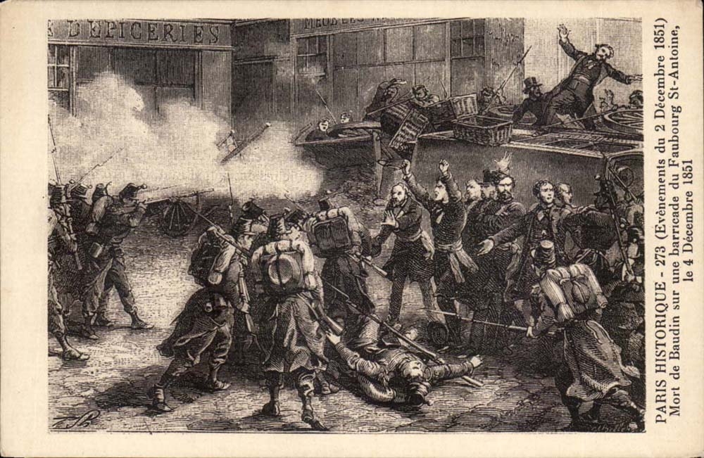 Paris — Événements du 2 Décembre 1851 — Mort de Baudin sur une barricade à Saint-Antoine — Édition CPAPHIL