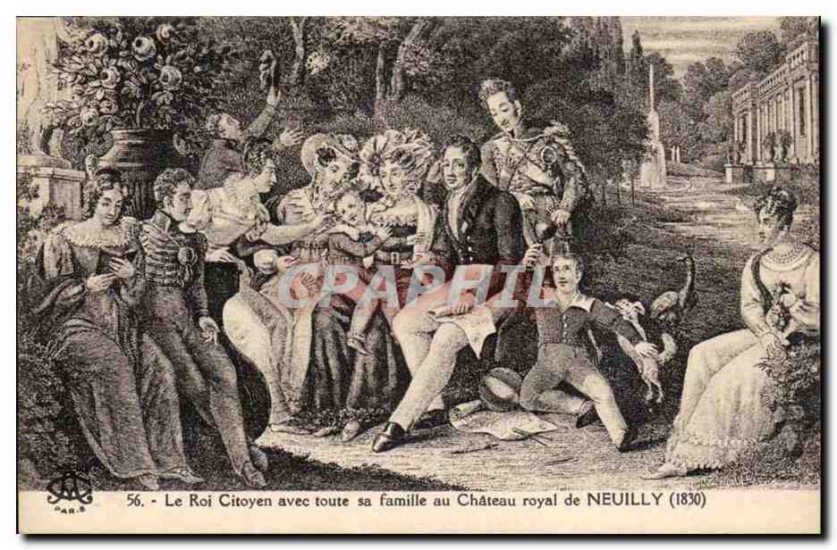 CPA Histoire le roi citoyen avec toute sa famille au chateau royal de Neuilly 1830
