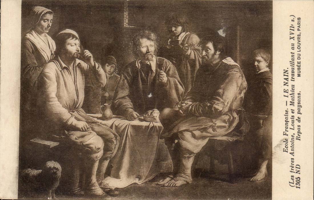 CPA Ecole Francaise Le Nain les freres Antoine Louis et Matheiu Repas de paysans