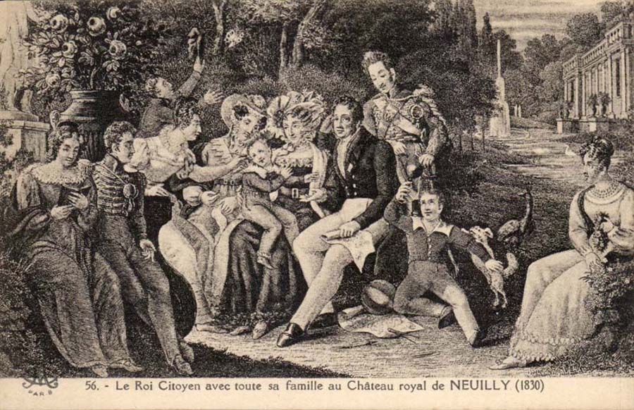 Le Roi Citoyen avec toute sa famille au Château royal de Neuilly (1830) — série 56 — éditeur 'Phototypie L'Atéile', Paris