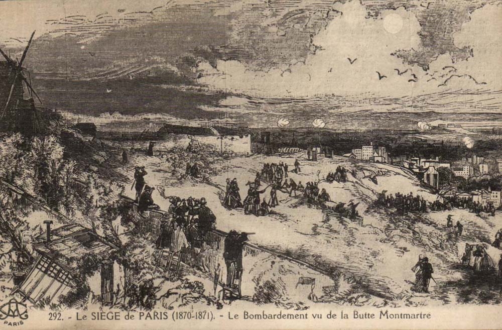 CPA Histoire Le siege de Paris Le bombardement vu de la butte Montmartre