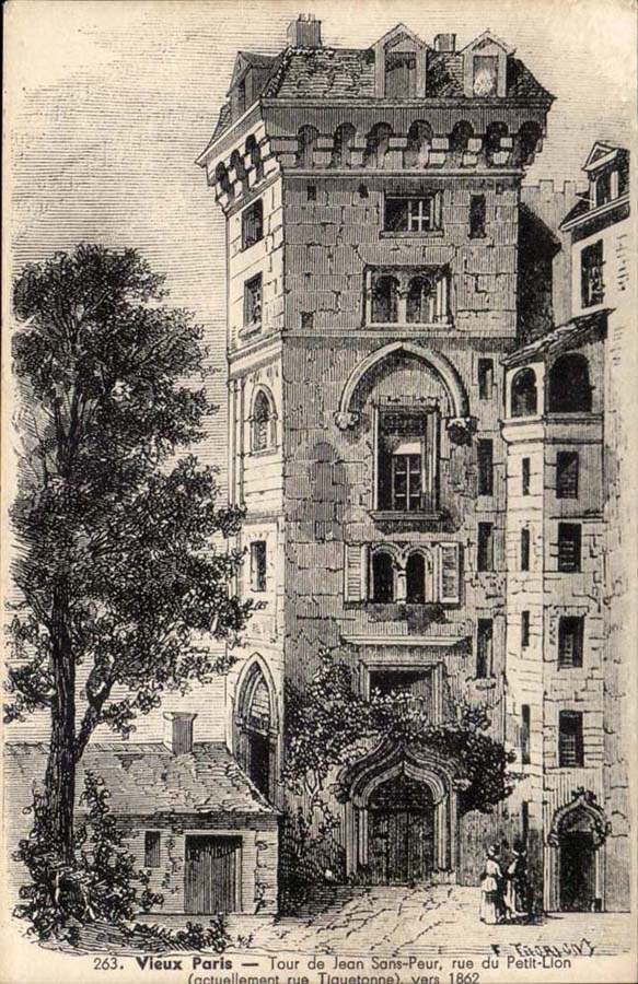 CPA Histoire Vieux Paris Tour de Jean SAns peur rue du Petit Lion (rue Tiquetonne) vers 1862