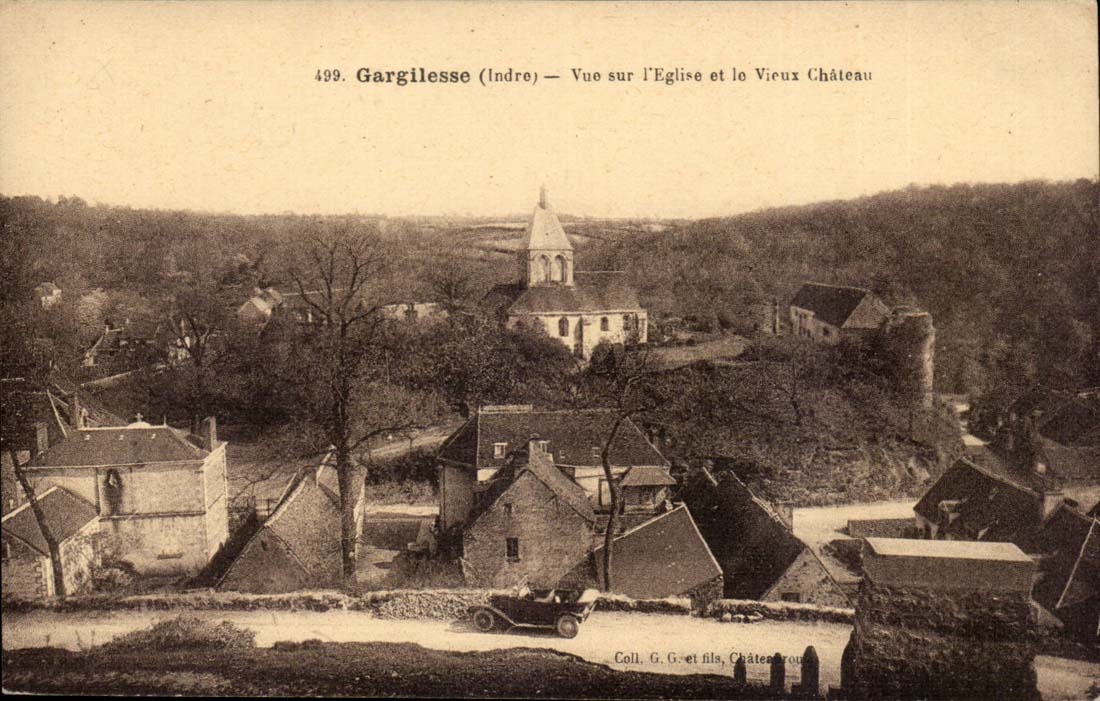 Gargilesse (Indre) — Ansicht der Kirche und des alten Schlosses — Sammlung G. G. et fils, Châteauroux