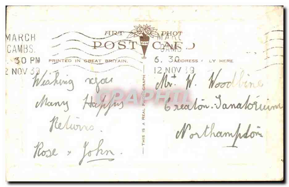 CPA Fantaisie Voeux birthday wishes to my dear brother anniversaire  — Verso