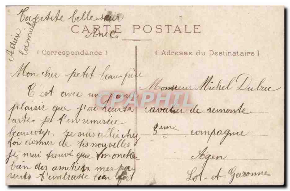 CPA Fantaisie Femme Souvenir affectueux (enfant ange angel) — Rückseite