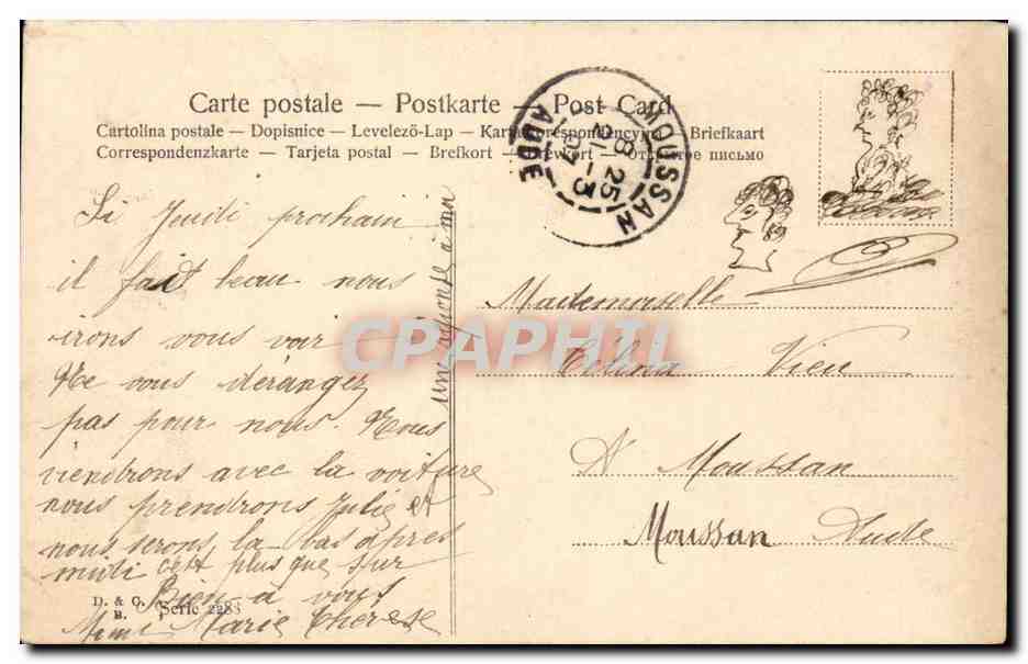 Jeune femme dans un paysage — éditeur D. & C. Série 2983 — Nîmes, France — Verso