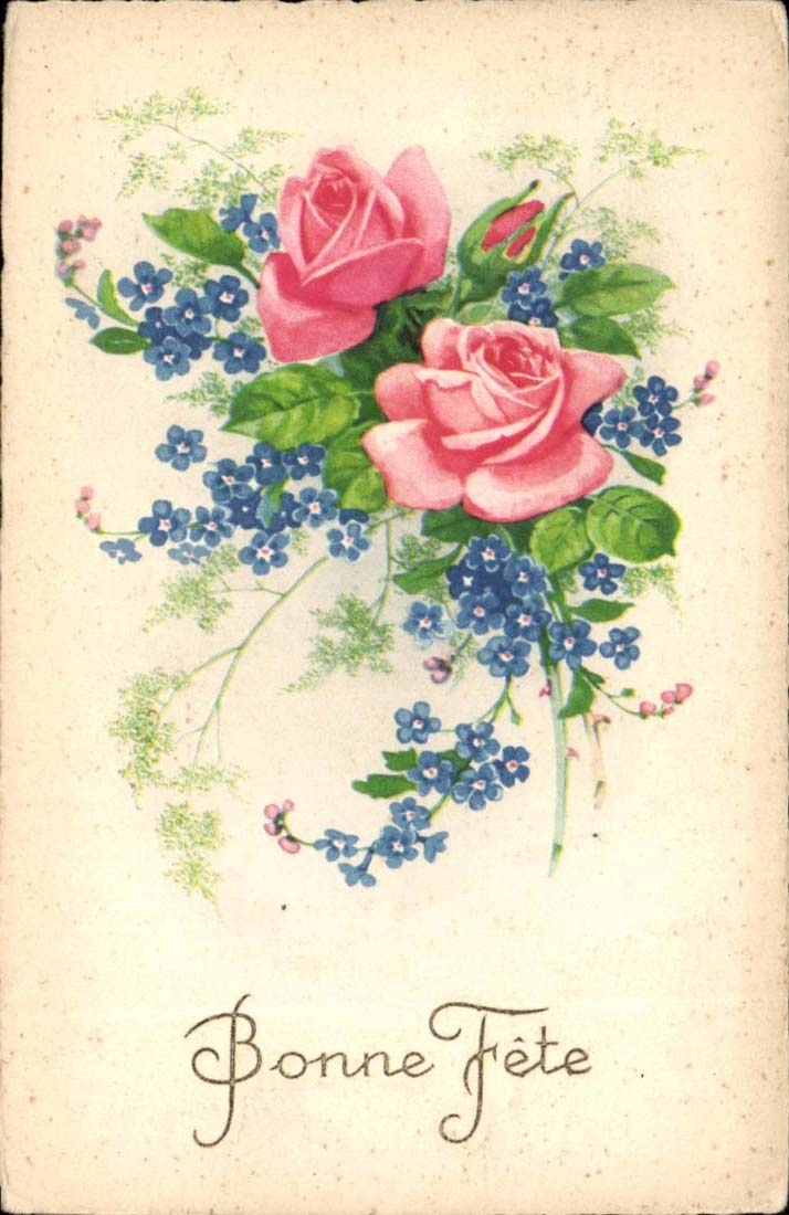 CPA Fantaisie Bonne fete (roses fleurs)
