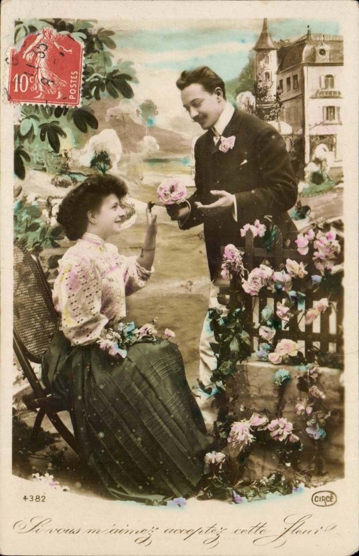 Proposta di matrimonio — giovane coppia nel giardino — Circe