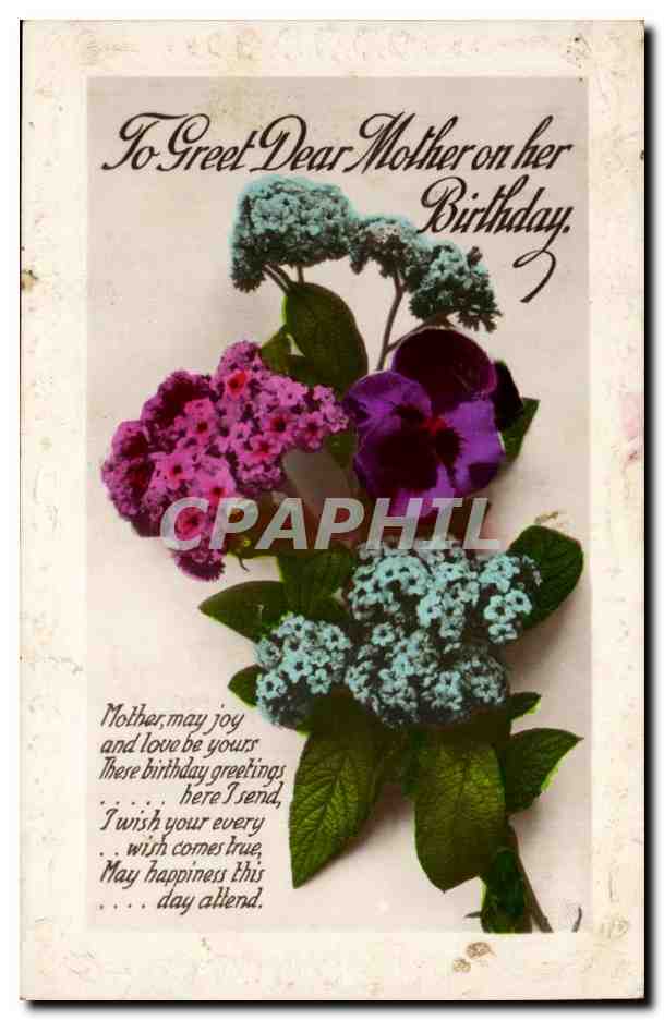 Fantaisie CPA To greet dear mother on her birthday anniversaire fleurs