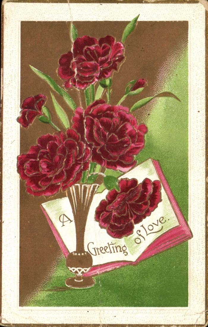 CPA Fantaisie Fleurs Greeting of love