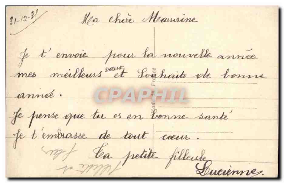 Fille assise parmi les fleurs — Bonne Année — éditeur L, n° 3700 — Reverso