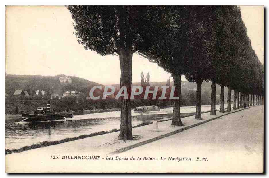 Billancourt CPA Les bords de la Seine La Navigation