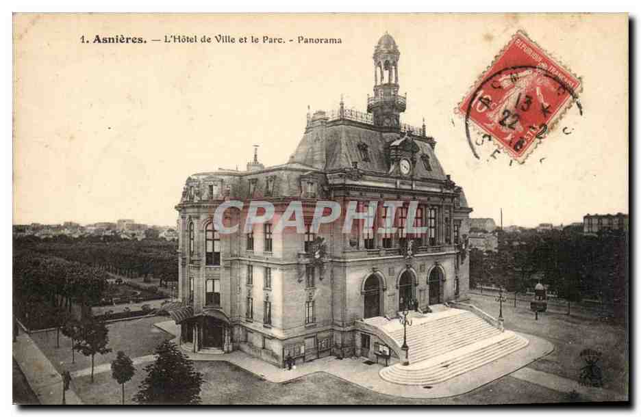 Asnieres CPA L'hotel de ville et le parc Panorama