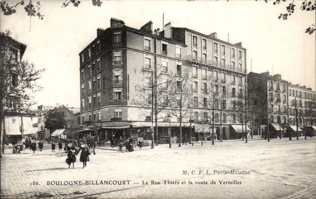 Boulogne Billancourt CPA La rue Thiers et la route de Versailles