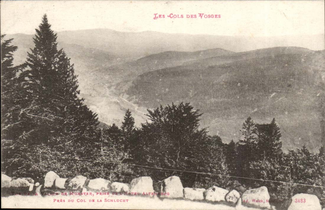 Les Cols des Vosges — Vue de la vallée de Munster, prise de l'hôtel Altenhöho — Ad. Welch, Série 3483