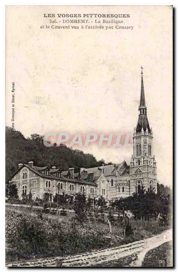Vosges Domremy CPA La basilique et le couvent vue a l'arrivee par Coussey