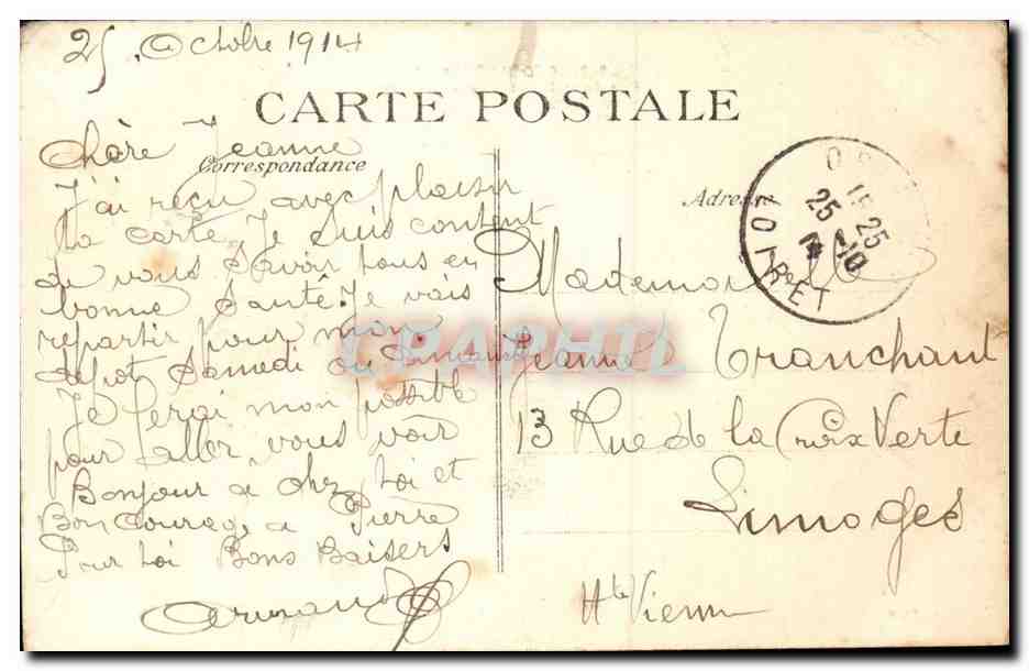 Orleans CPA Rue de la Republique et la gare — Verso