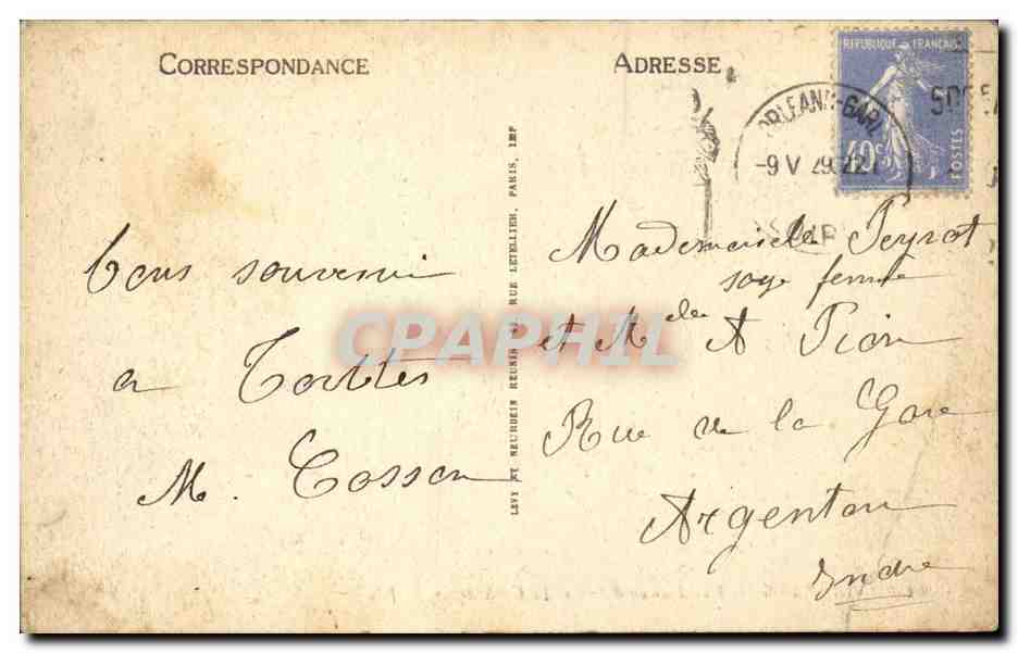 Orleans CPA Rue Jeanne d'arc et la cathedrale — Verso