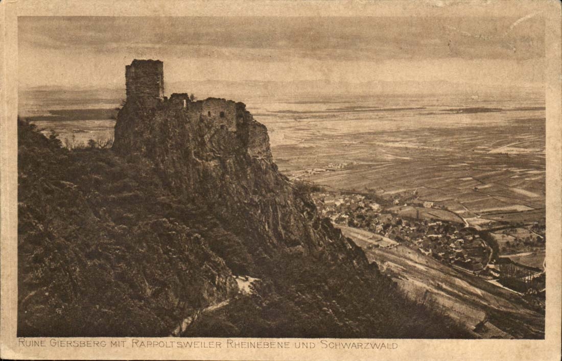 Ruine Giersberg mit Rappoltsweiler Rheinebene und Schwarzwald — Jul. Minnis & Co. Strassburg, Nr. 20
