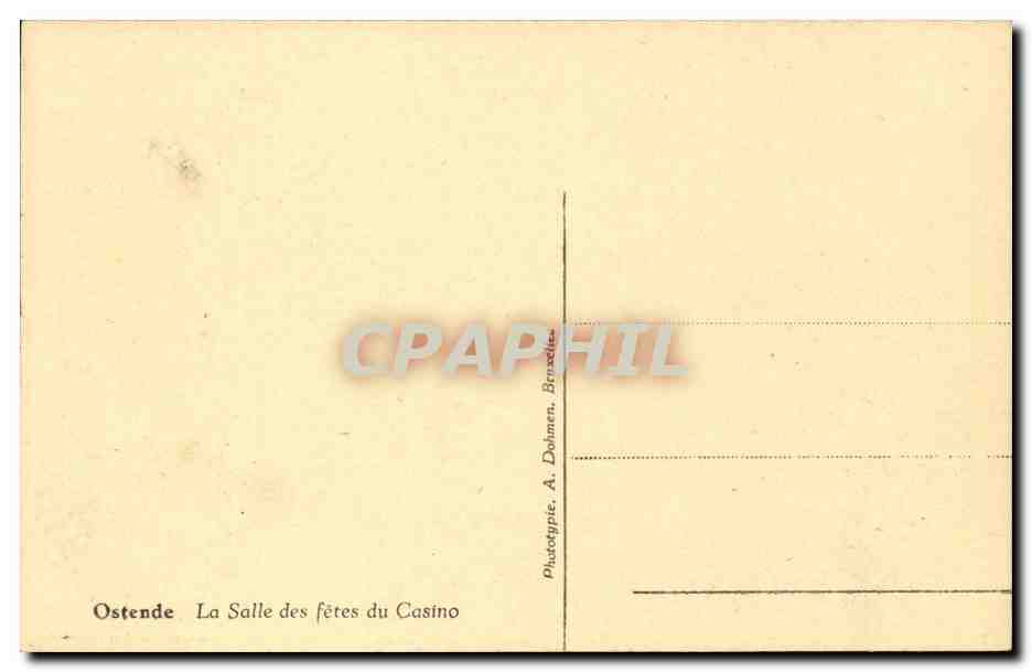 Belgique Ostende CPA la salle des fetes du casino — Rückseite