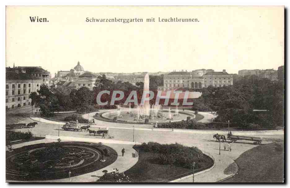 CPA Austria Autriche Gruss aus Wien Schwarzenberggarten mit euchtbrunnen