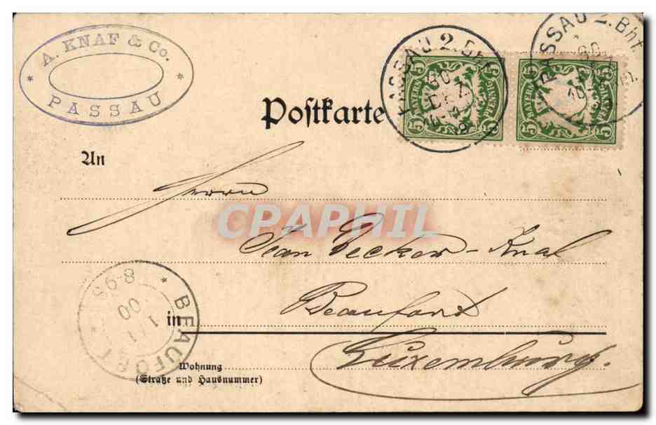 Allemagne Baviere Bayern Gruss aus Passau Herzlichen Gluckwunsch — Rückseite