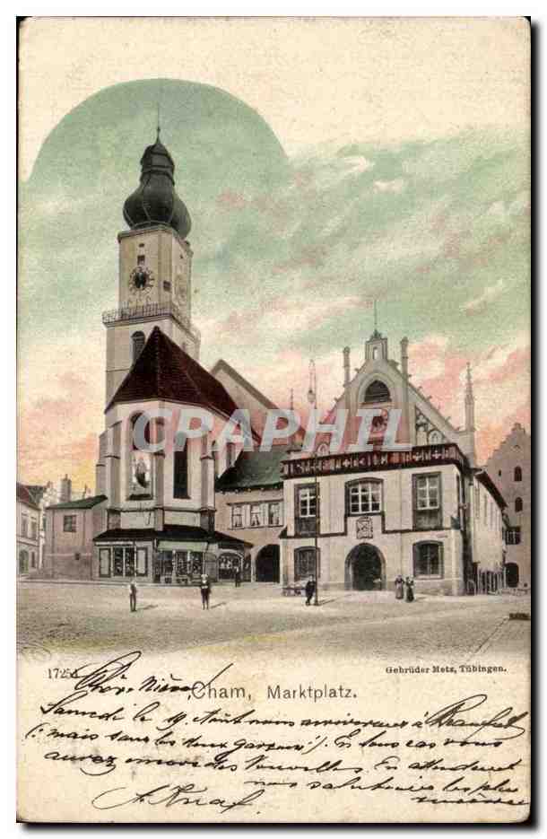 Allemagne Baviere Bayern Cham CPA Markplatz