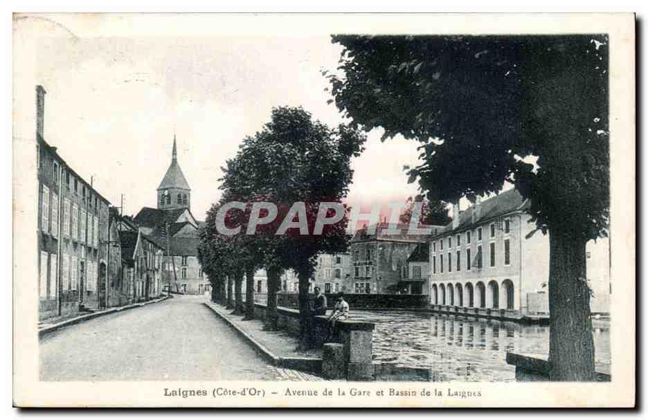Laignes CPA Avenue de la gare et bassin de la Laignes
