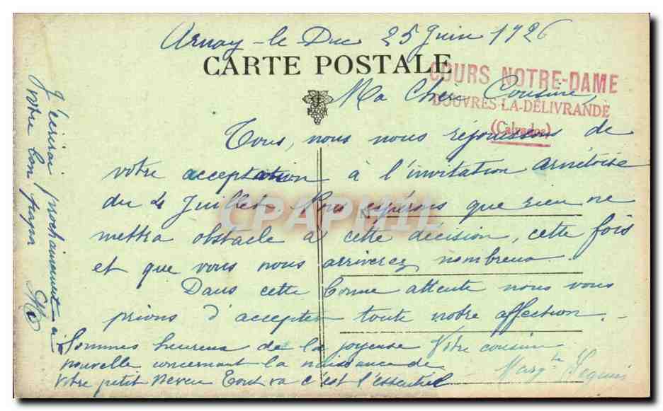 Arnay le Duc CPA Ancien chateau Tou de Marguerite de Bourgogne — Rückseite