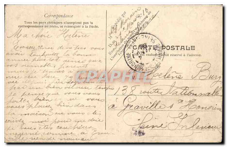 Adamville CPA Rue de la Republique — Rückseite
