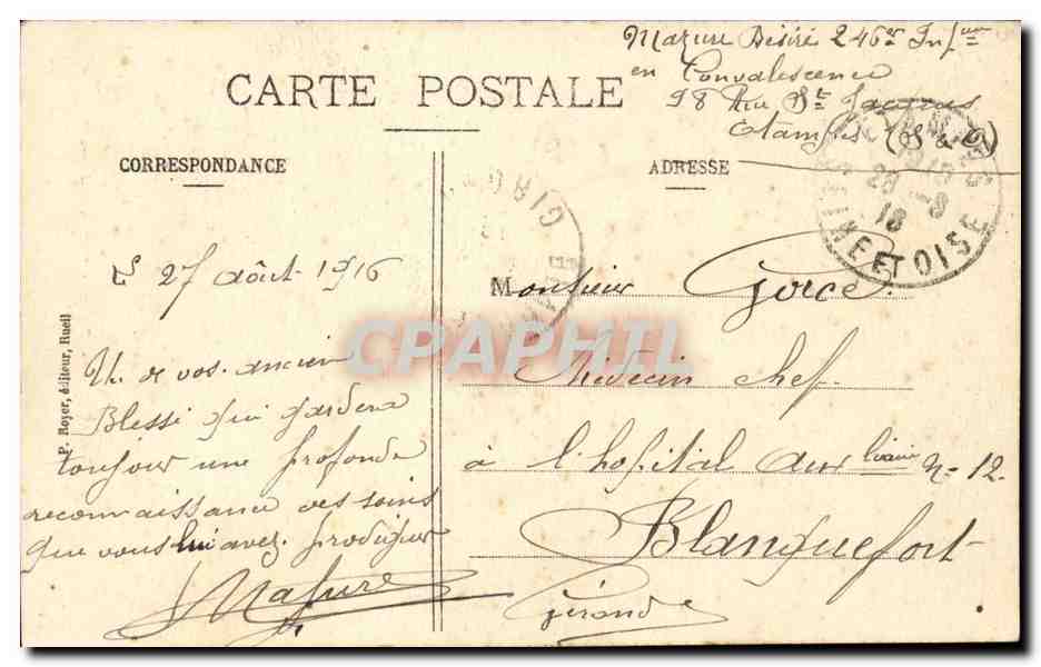 Etampes CPA La rour de Guinette — Rückseite