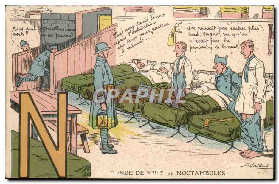 CPA Illustrateur Ronde de nuit ou noctambules (miitaire militaria)