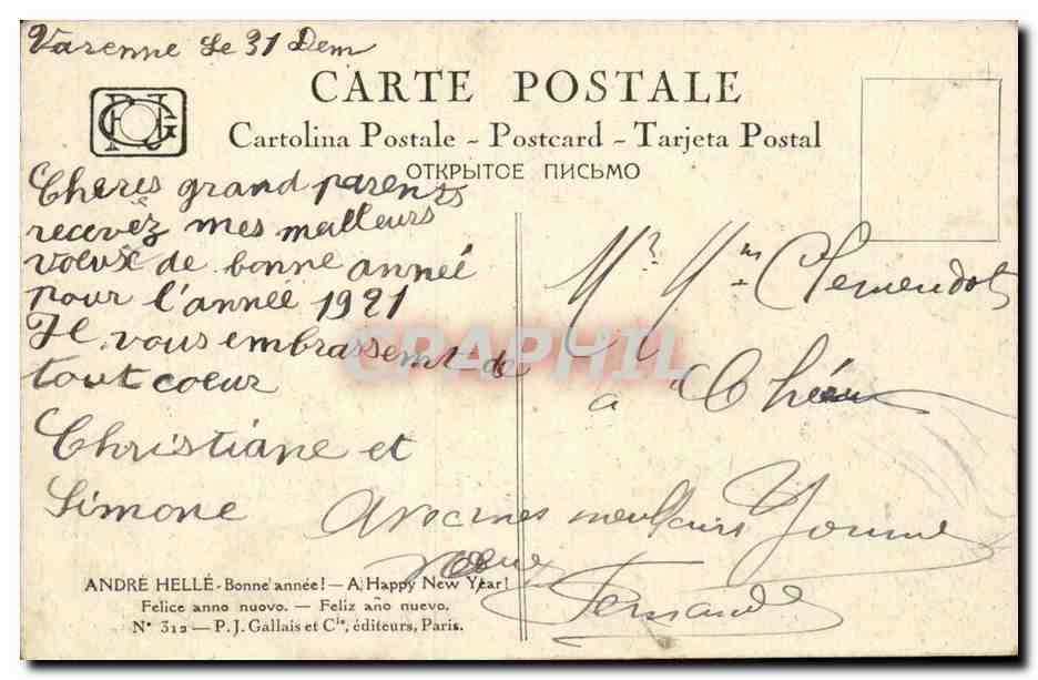 CPA Fantaisie Bonne annee — Verso