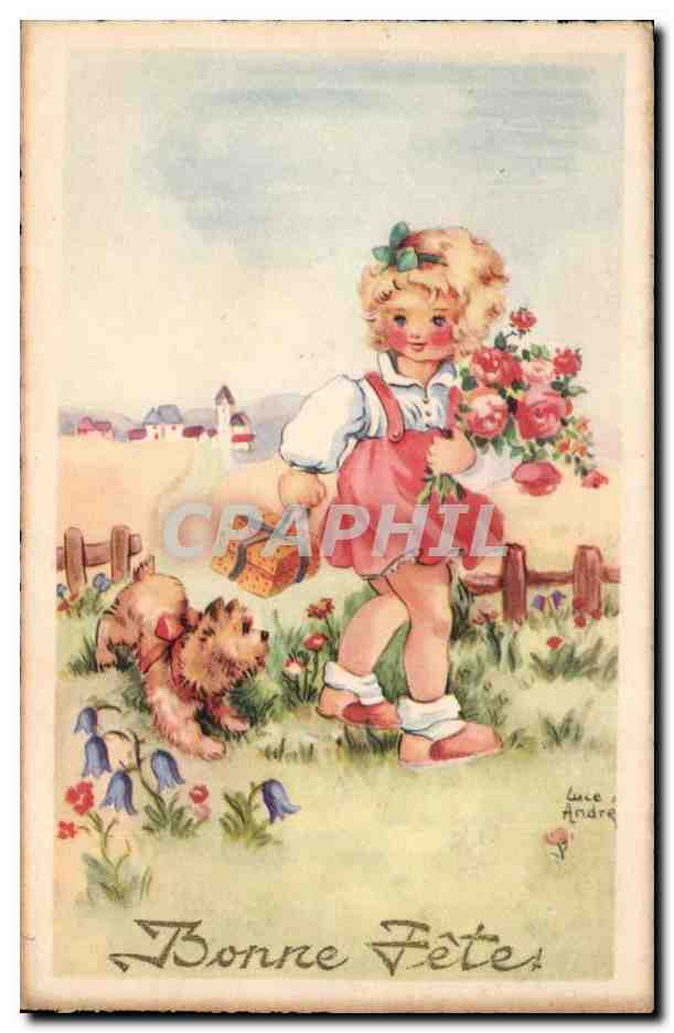 Fille avec chien et bouquet — Éditions Superluxe-Paris — n° de série non visible
