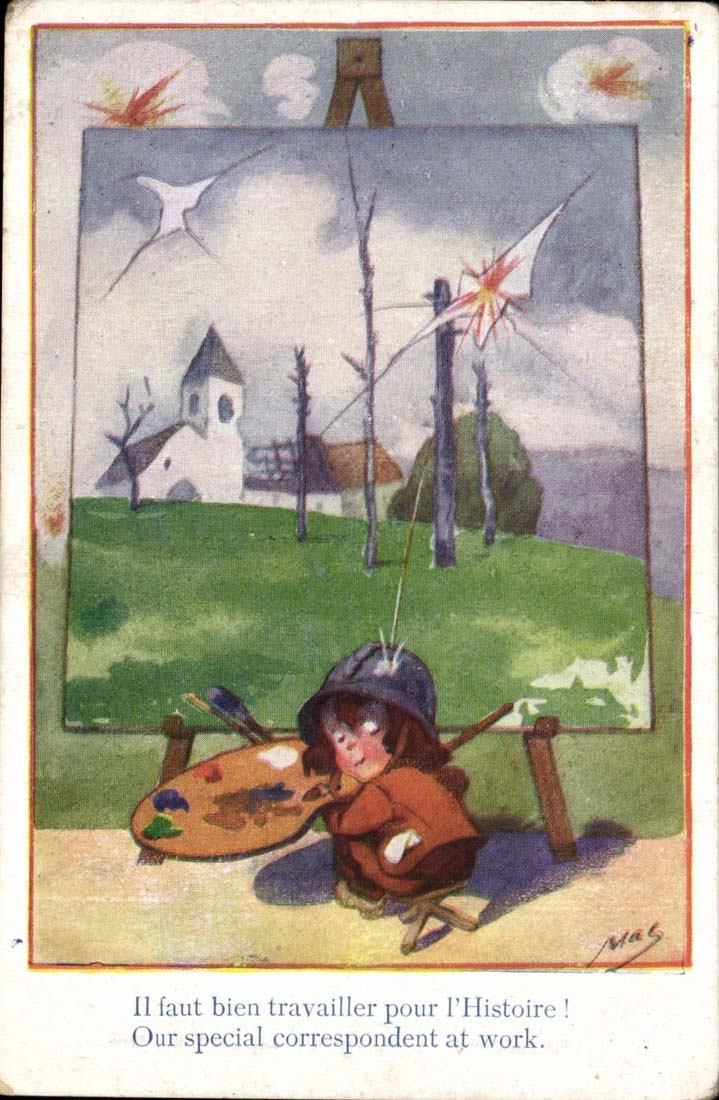 CPA Fantaisie Il faut bien travailler pour l'histoire (militaire enfant)
