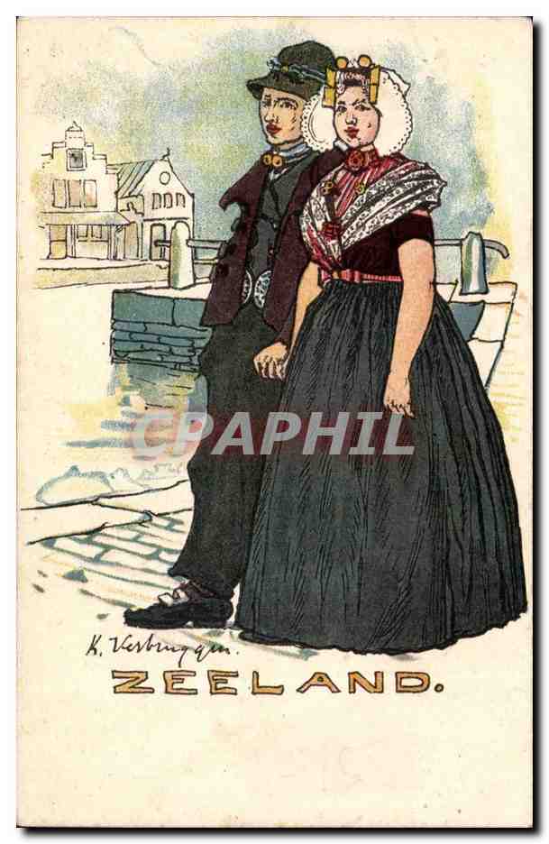 CPA Fantaisie Zeeland (costume fokore illustrateur)