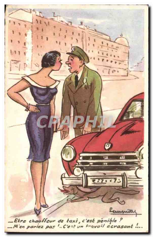 Chauffeur de taxi — travail écrasant — série N° 170, éditeur M.D. PARIS