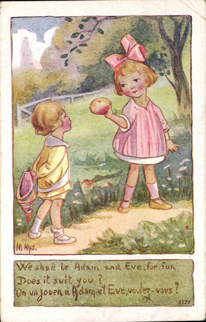 CPA Fantaisie Enfants Adam and Eve