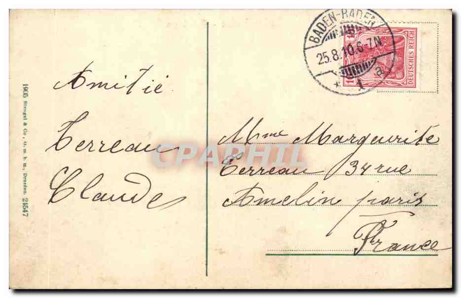 Allemagne Baden Baden CPA Kuranlagen — Verso
