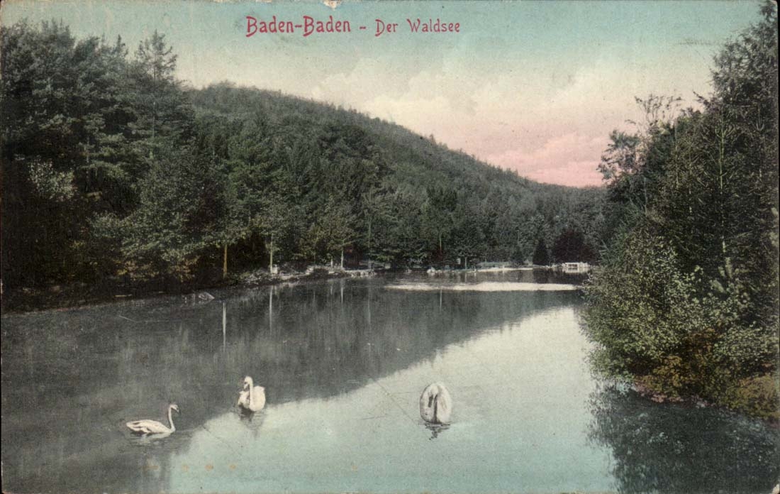 Allemagne Baden Baden CPA Der Waldsee (cygnes)