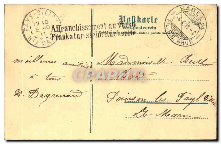 Suisse Basel CPA St Margarethen — Back