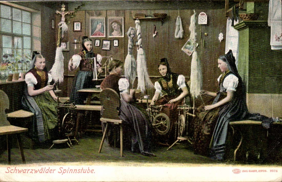 CPA Schwarzwalder Spinnstube Metiers a tisser Allemagne
