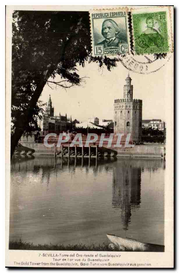 Espagne Espana Spain Sevilla CPA Toiur de l'or vu de Guacalquivir