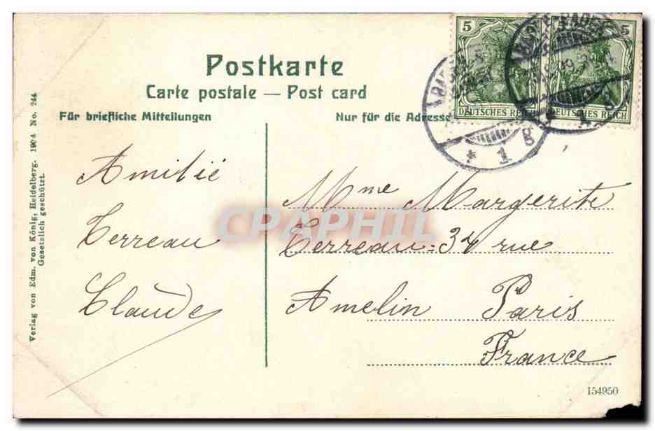 Allemagne Baden Baden CPA Altes Schloss  — Rückseite
