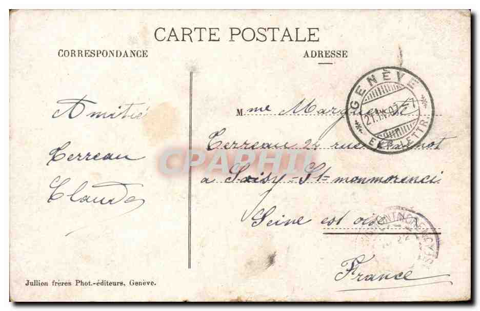 Suisse Bellegarde CPA La perte du Rhone — Rückseite