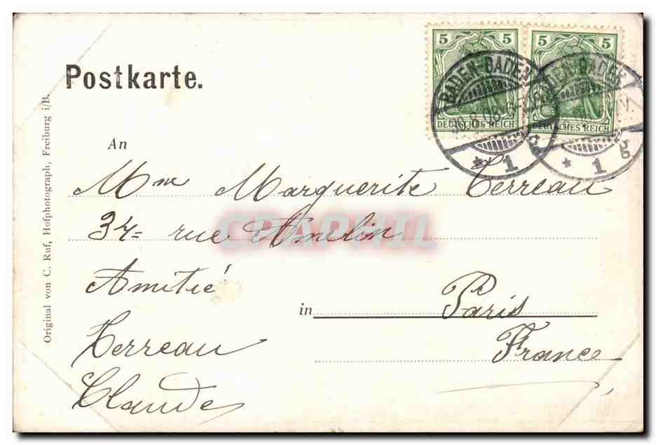 Allemagne CPA Badische Volkstrachten Simonswalder aus Altsimonswald (folklore costumes) — Verso