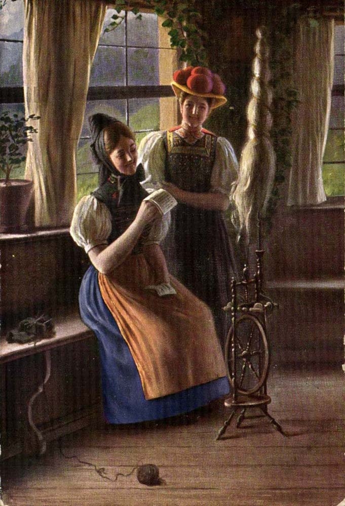 Allemagne CPA Tisseuse Metier a tisser (folklore costumes)
