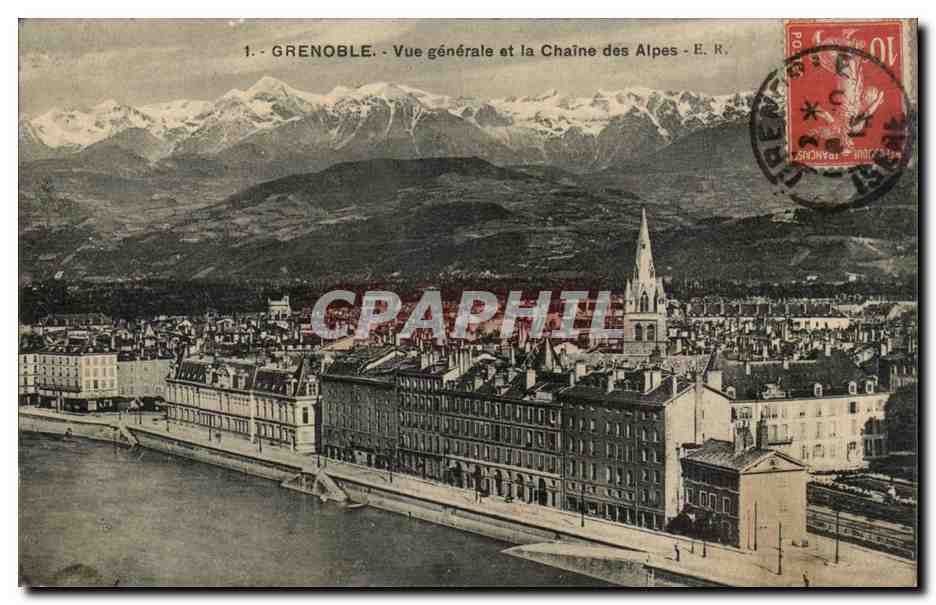 Grenoble - General View and the Alps Chain - E.R.