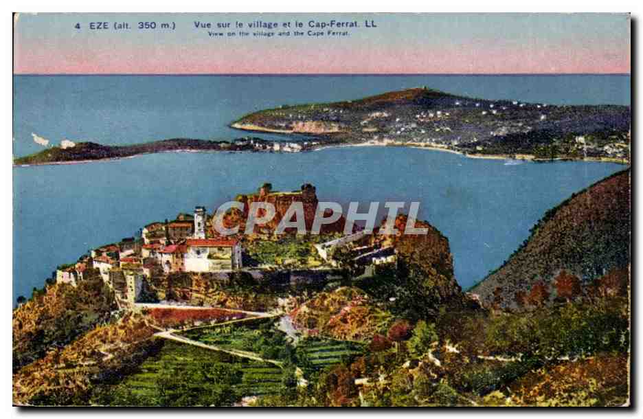 Eze CPA Vue sur le village et le CAp Ferrat