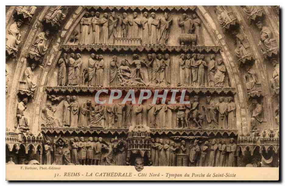 Reims - La Cathédrale - Côté Nord - Tympans du Porche de Saint-Sixte